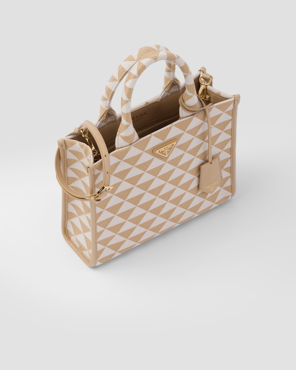 Small Prada Symbole Embroidered Fabric Handbag - Image 4